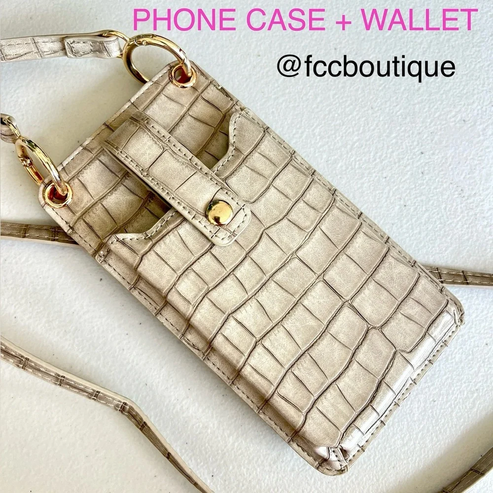CROSSBODY PHONE CASE + WALLET new without tag TAUPE